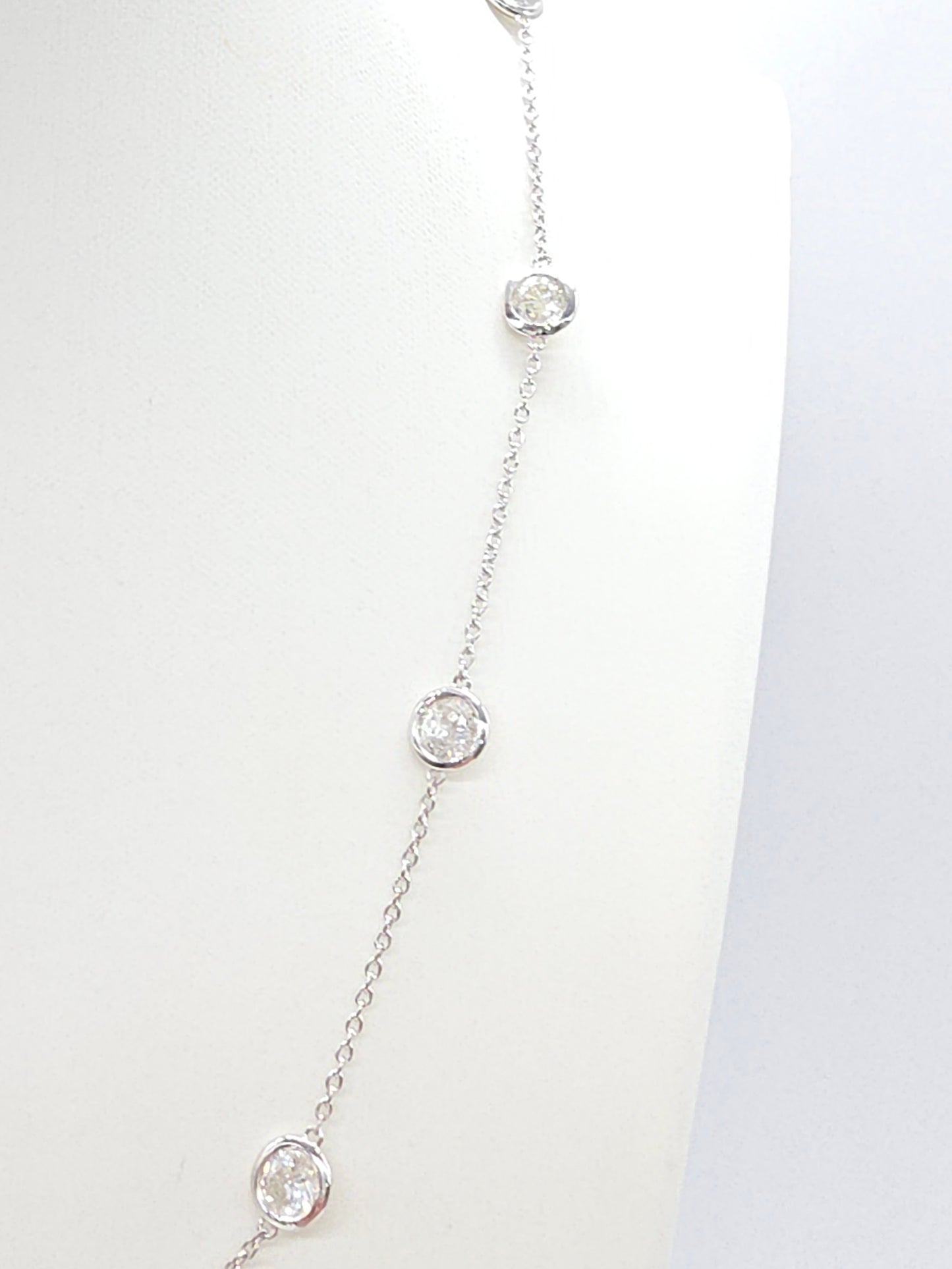 6.56 Carat Nature Diamond By The Yard Necklace 14 Karat White Gold 18''