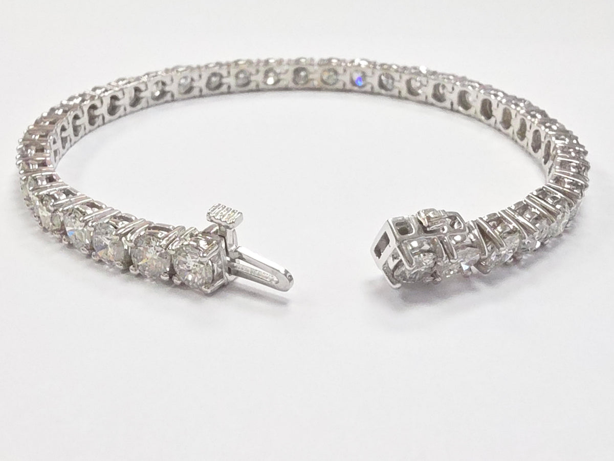 FLASH SALE, 12.97 Carat Natural Diamond Tennis Bracelet 14k White Gold