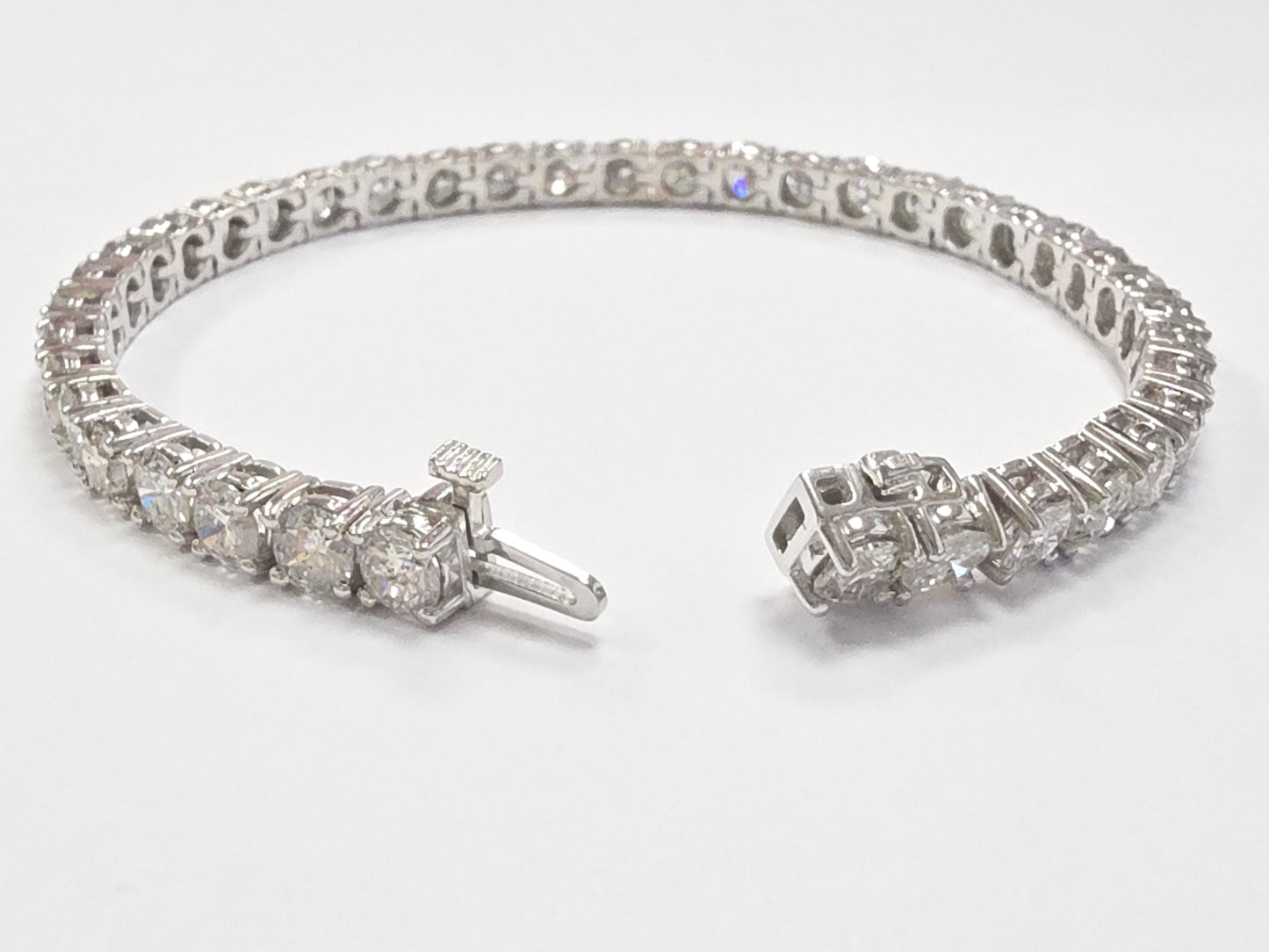 12.95 Carat Natural Diamond Tennis Bracelet 14 Karat White Gold