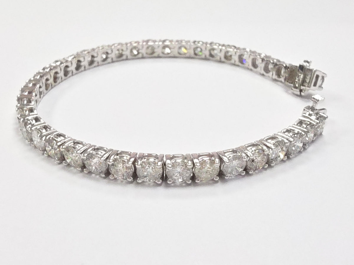FLASH SALE, 12.97 Carat Natural Diamond Tennis Bracelet 14k White Gold