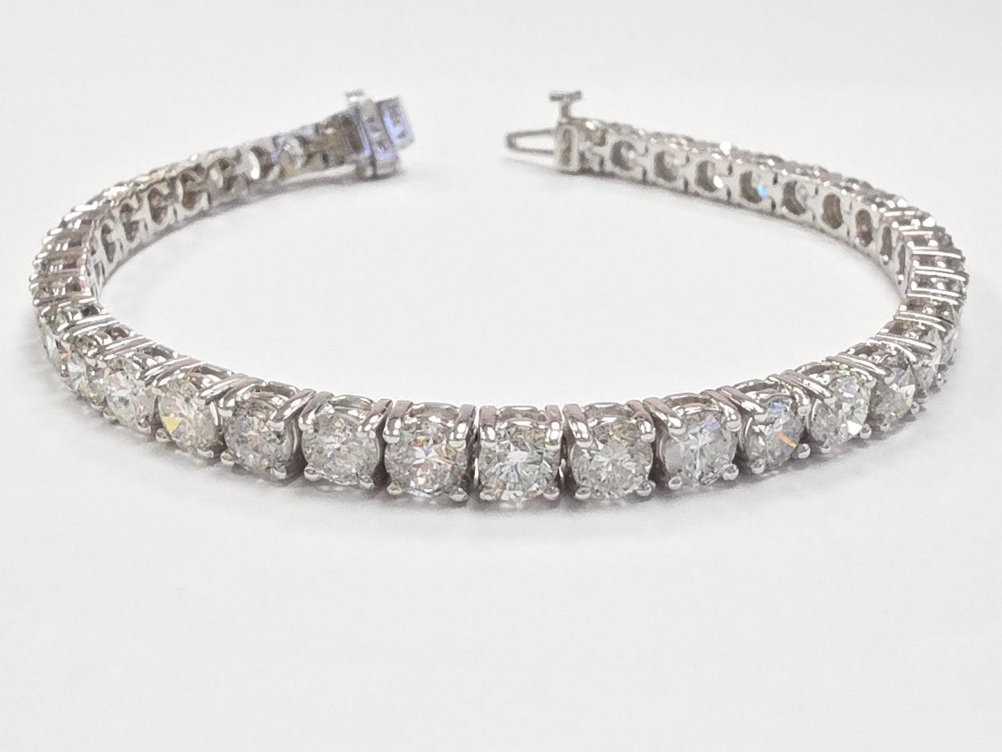 12.95 Carat Natural Diamond Tennis Bracelet 14 Karat White Gold