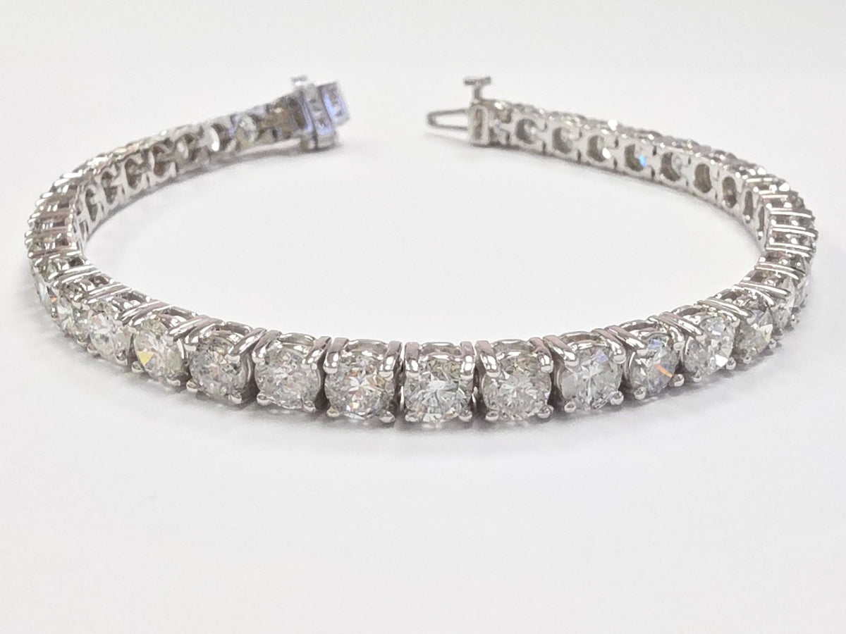 FLASH SALE, 12.97 Carat Natural Diamond Tennis Bracelet 14k White Gold