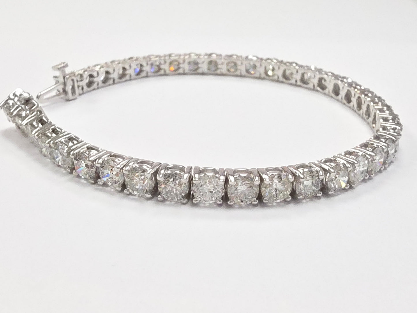 12.95 Carat Natural Diamond Tennis Bracelet 14 Karat White Gold