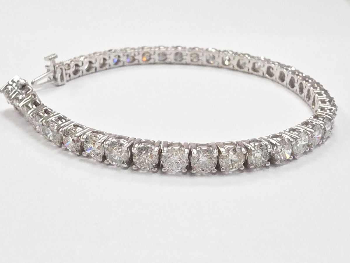 FLASH SALE, 12.97 Carat Natural Diamond Tennis Bracelet 14k White Gold