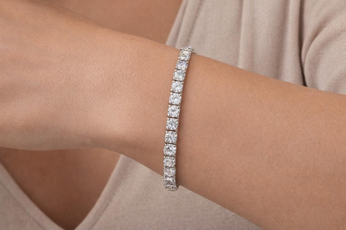 FLASH SALE, 12.97 Carat Natural Diamond Tennis Bracelet 14k White Gold