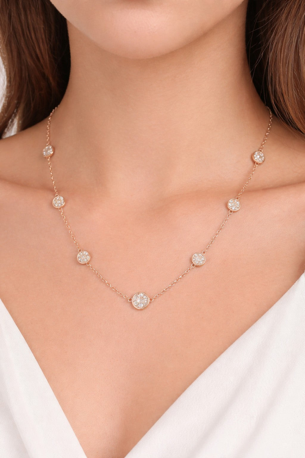 5.45 Carat Diamond by the Yard Necklace in 14K Rose Gold