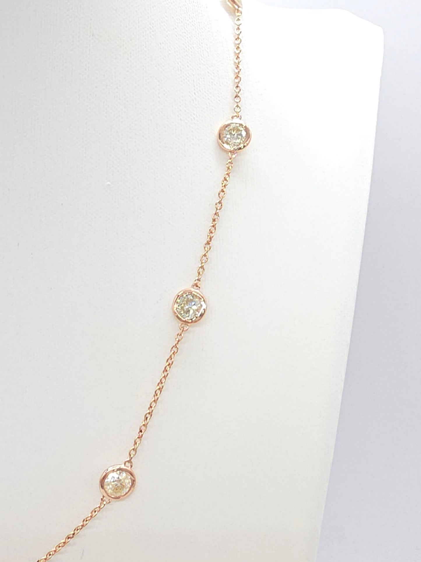5.45 Carat Diamond by the Yard Necklace in 14K Rose Gold