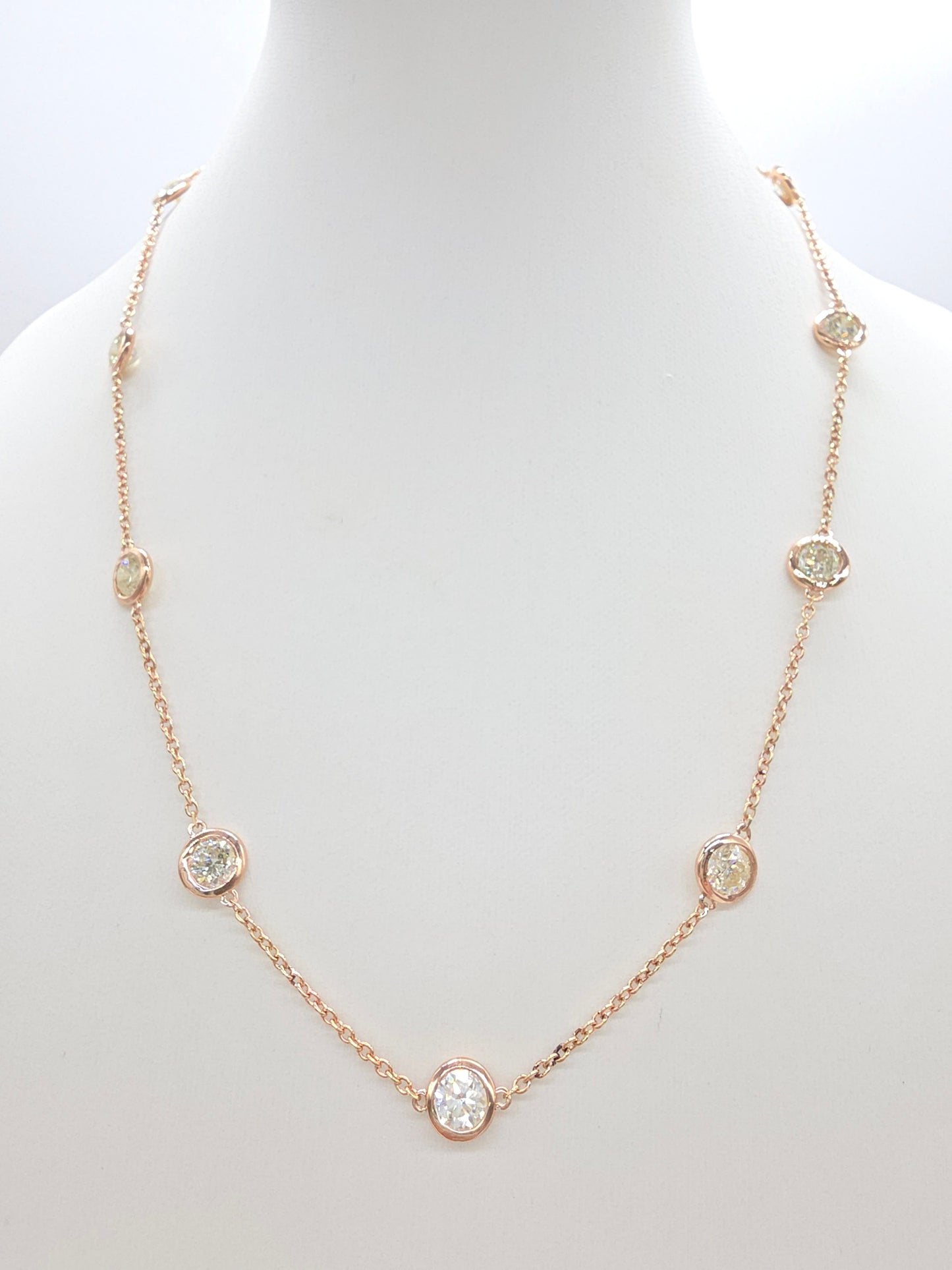 5.45 Carat Diamond by the Yard Necklace in 14K Rose Gold