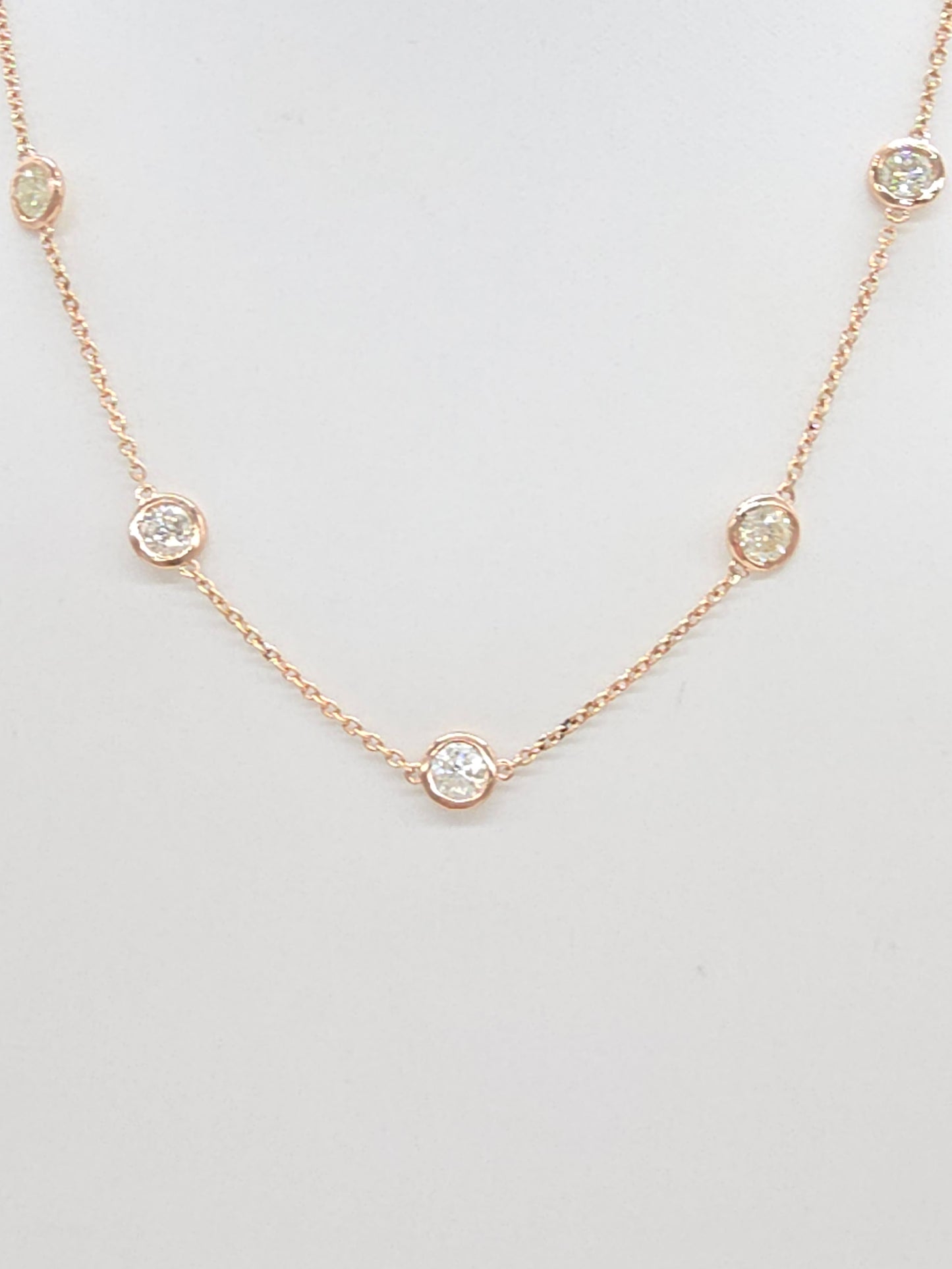 5.45 Carat Diamond by the Yard Necklace in 14K Rose Gold