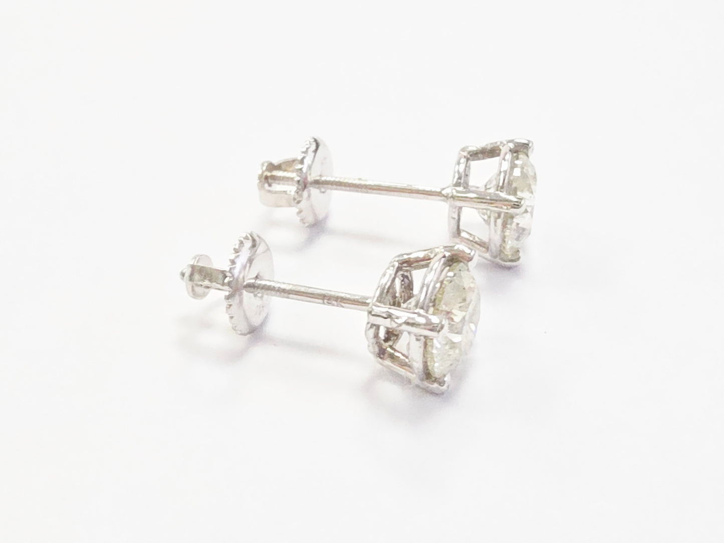 1.56 ct Round Diamond Stud Earrings in 14K White Gold