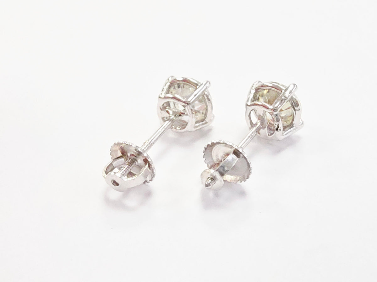 WEEK-LONG BLOWOUT SALE, 1.56ct Round Diamond Stud Earrings in 14K White Gold