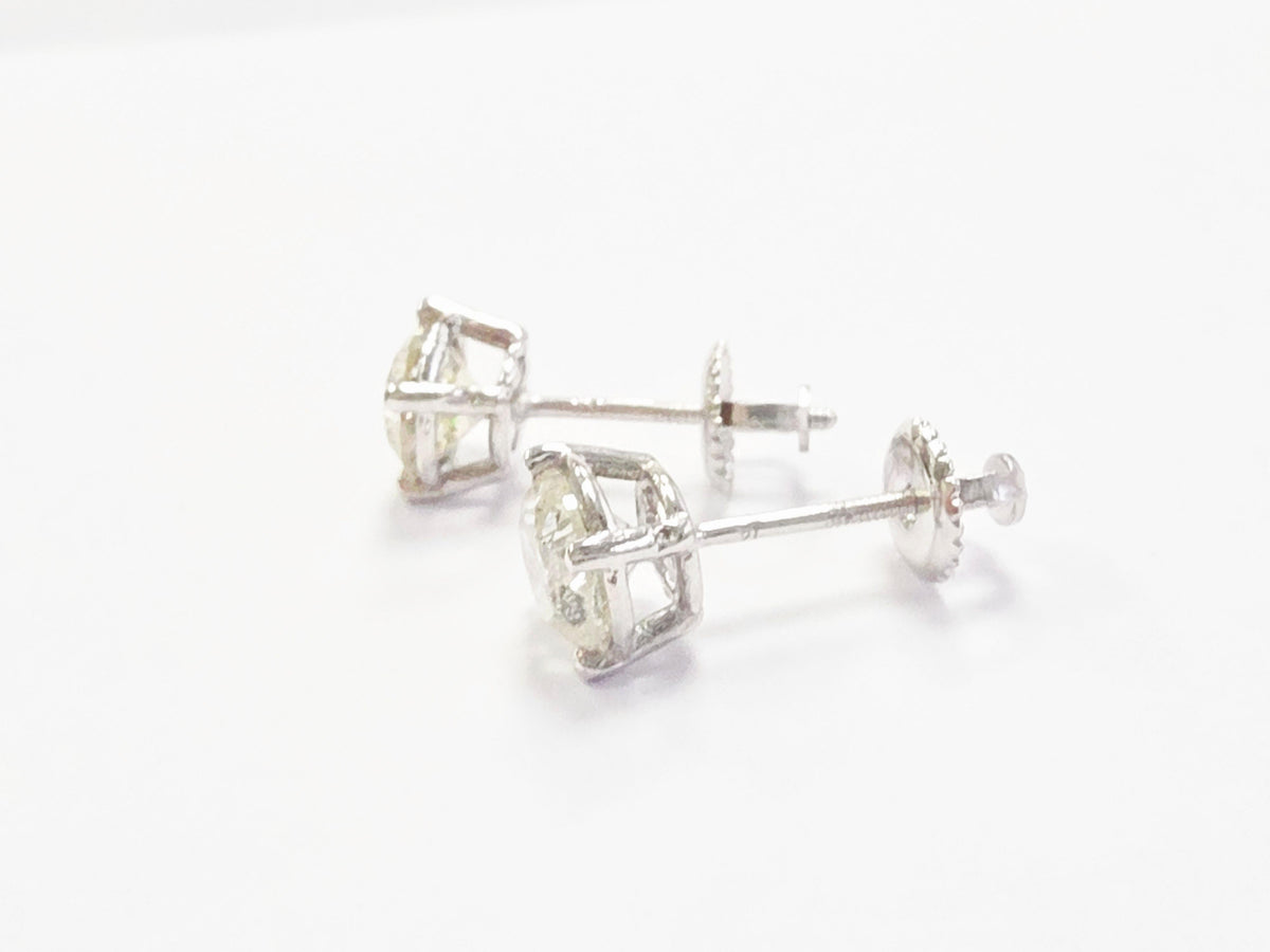 WEEK-LONG BLOWOUT SALE, 1.56ct Round Diamond Stud Earrings in 14K White Gold