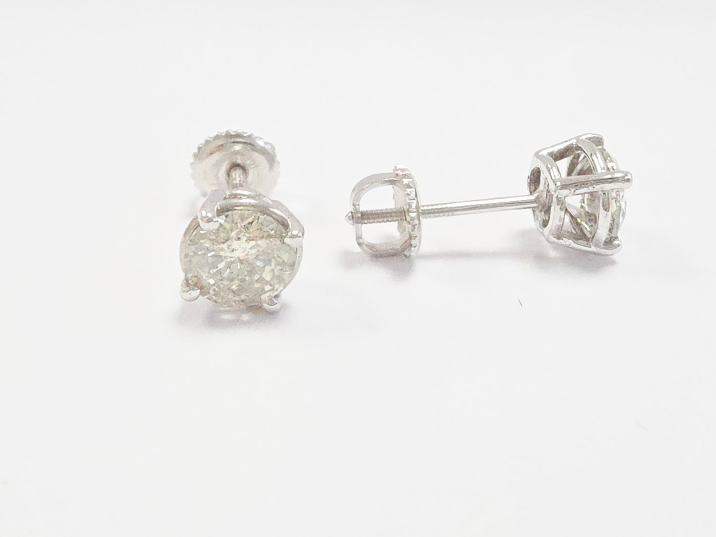 1.65 ct Round Diamond Stud Earrings in 14K White Gold