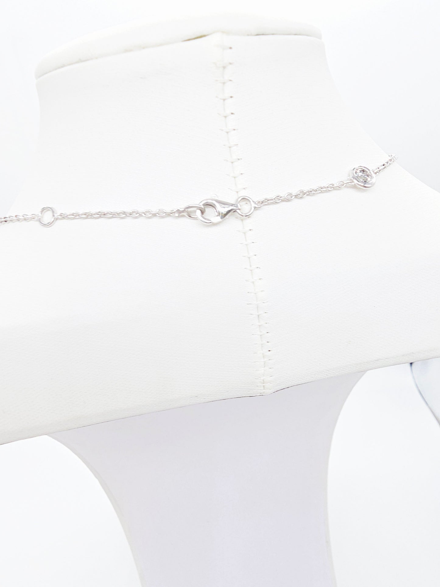 2.16 Carat Nature Diamond By The Yard Necklace 14 Karat White Gold 18''