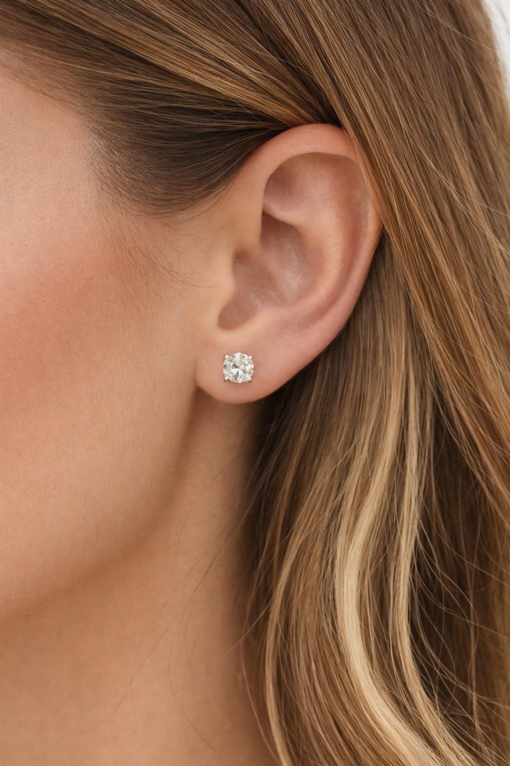 MANUFACTURER PRICING, 1.42ct Round Diamond Stud Earrings in 14K White Gold