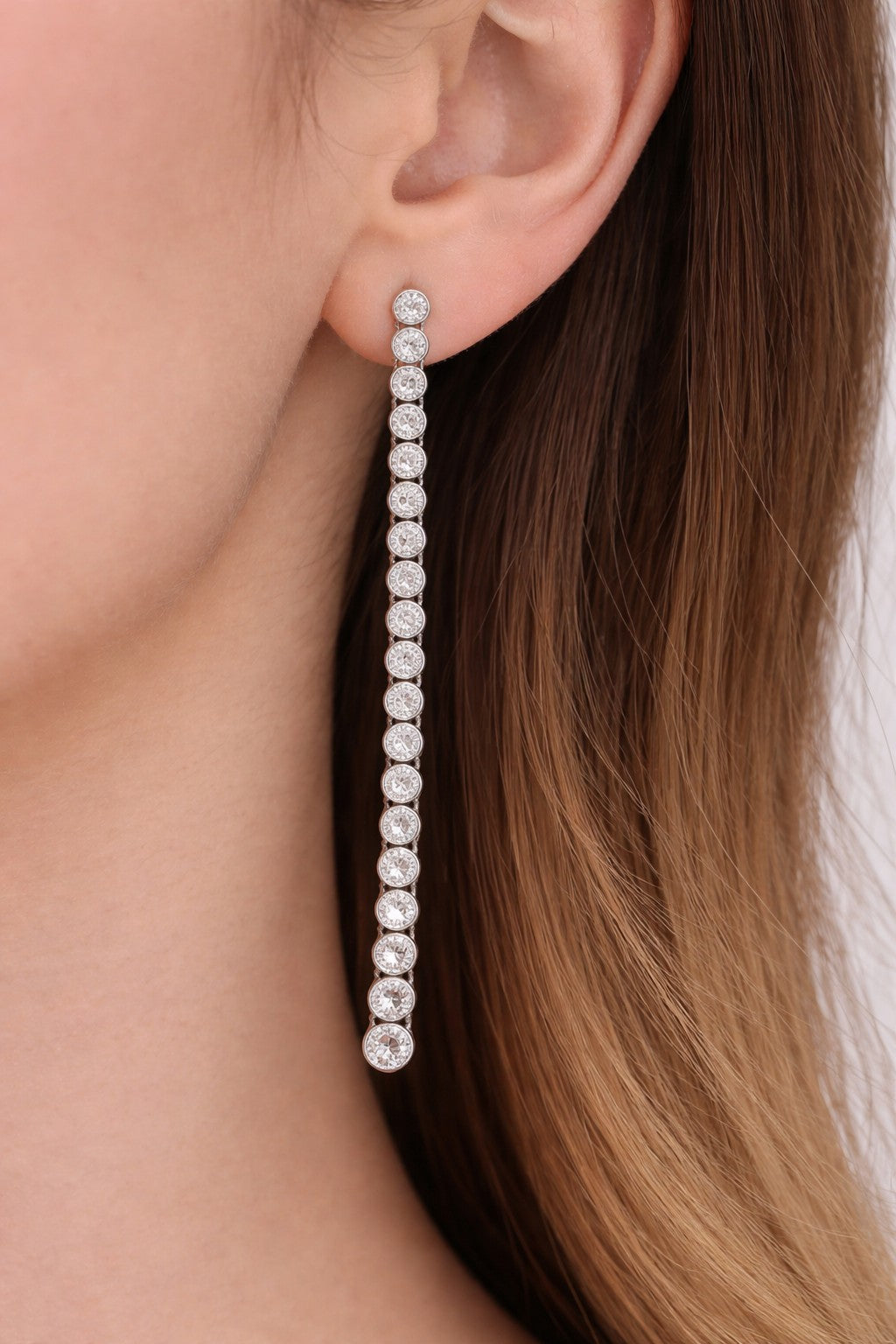 4.01 Carat Natural Diamond Tennis Drop Earrings in Platinum