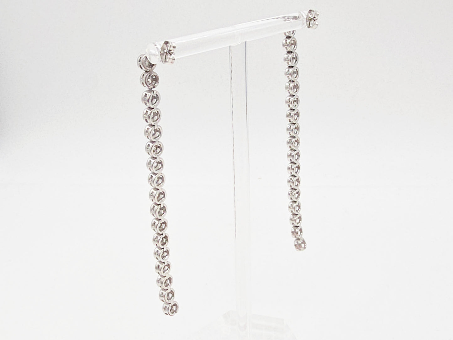 4.01 Carat Natural Diamond Tennis Drop Earrings in Platinum