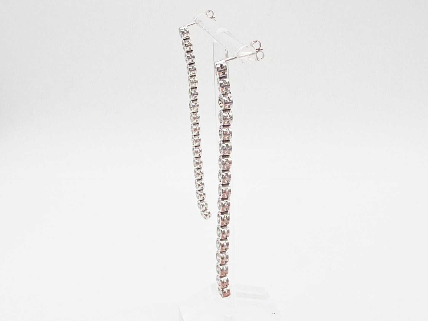 4.01 Carat Natural Diamond Tennis Drop Earrings in Platinum