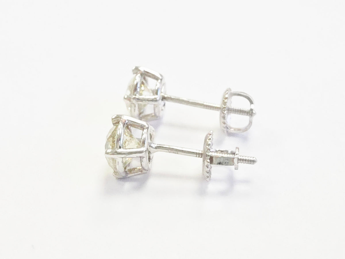 WHOLESALE VALUE, 1.64ct Round Diamond Stud Earrings in 14K White Gold