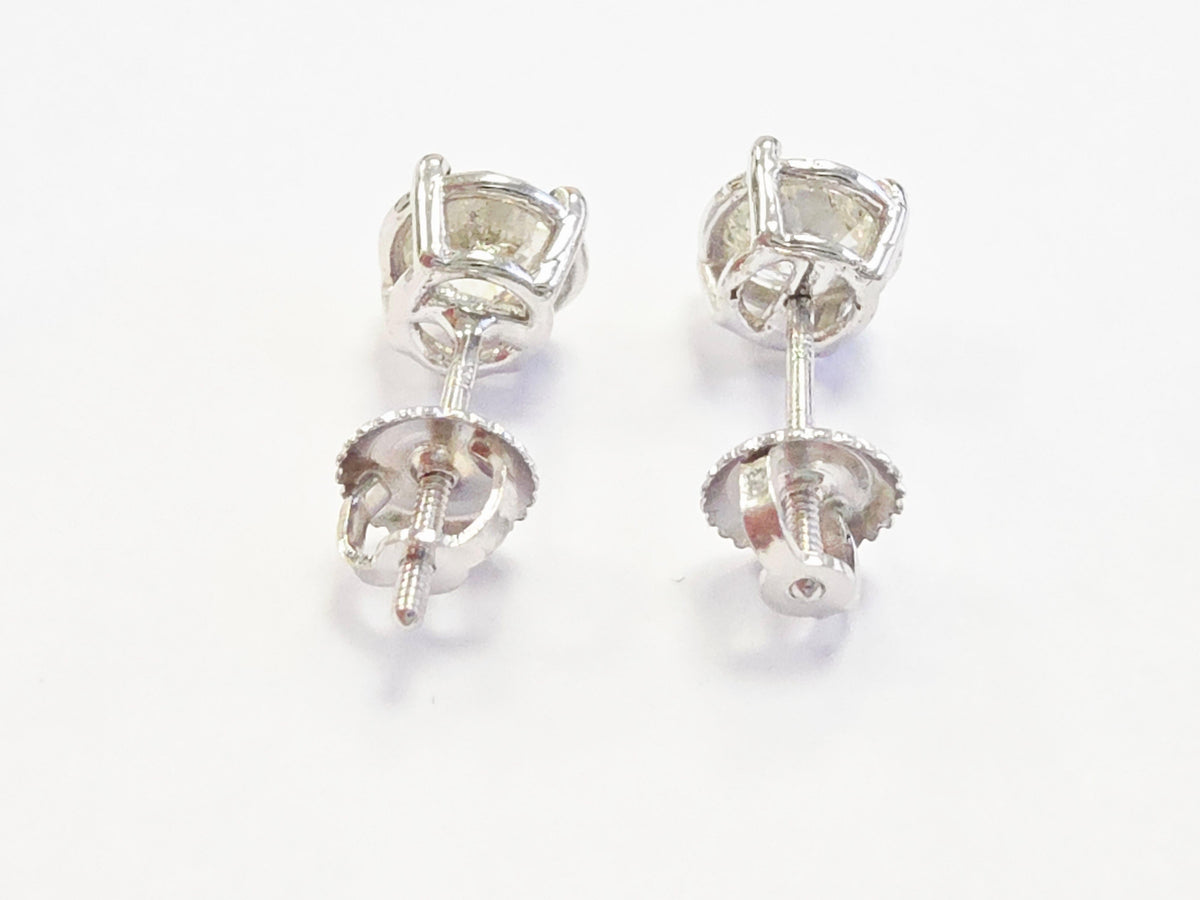 WHOLESALE VALUE, 1.64ct Round Diamond Stud Earrings in 14K White Gold