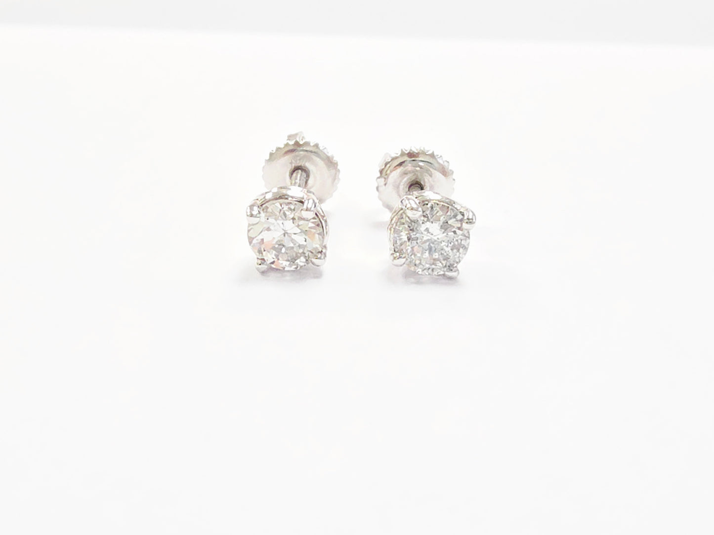0.94 ct Round Diamond Stud Earrings in 14K White Gold
