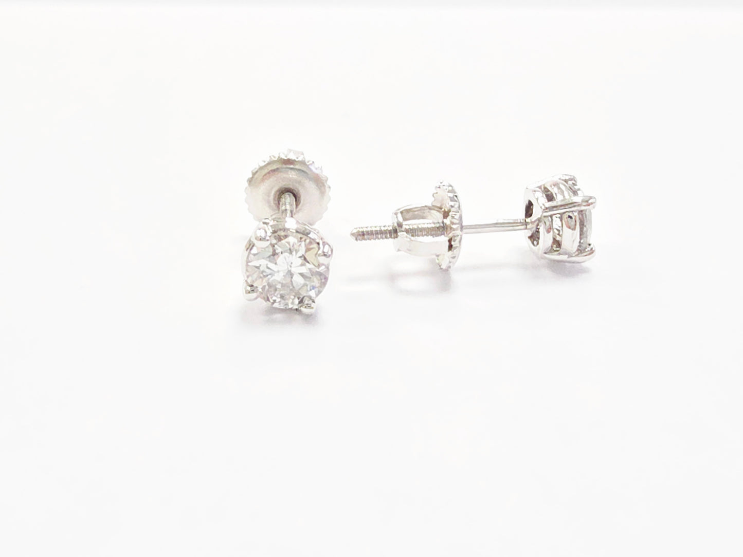 0.94 ct Round Diamond Stud Earrings in 14K White Gold