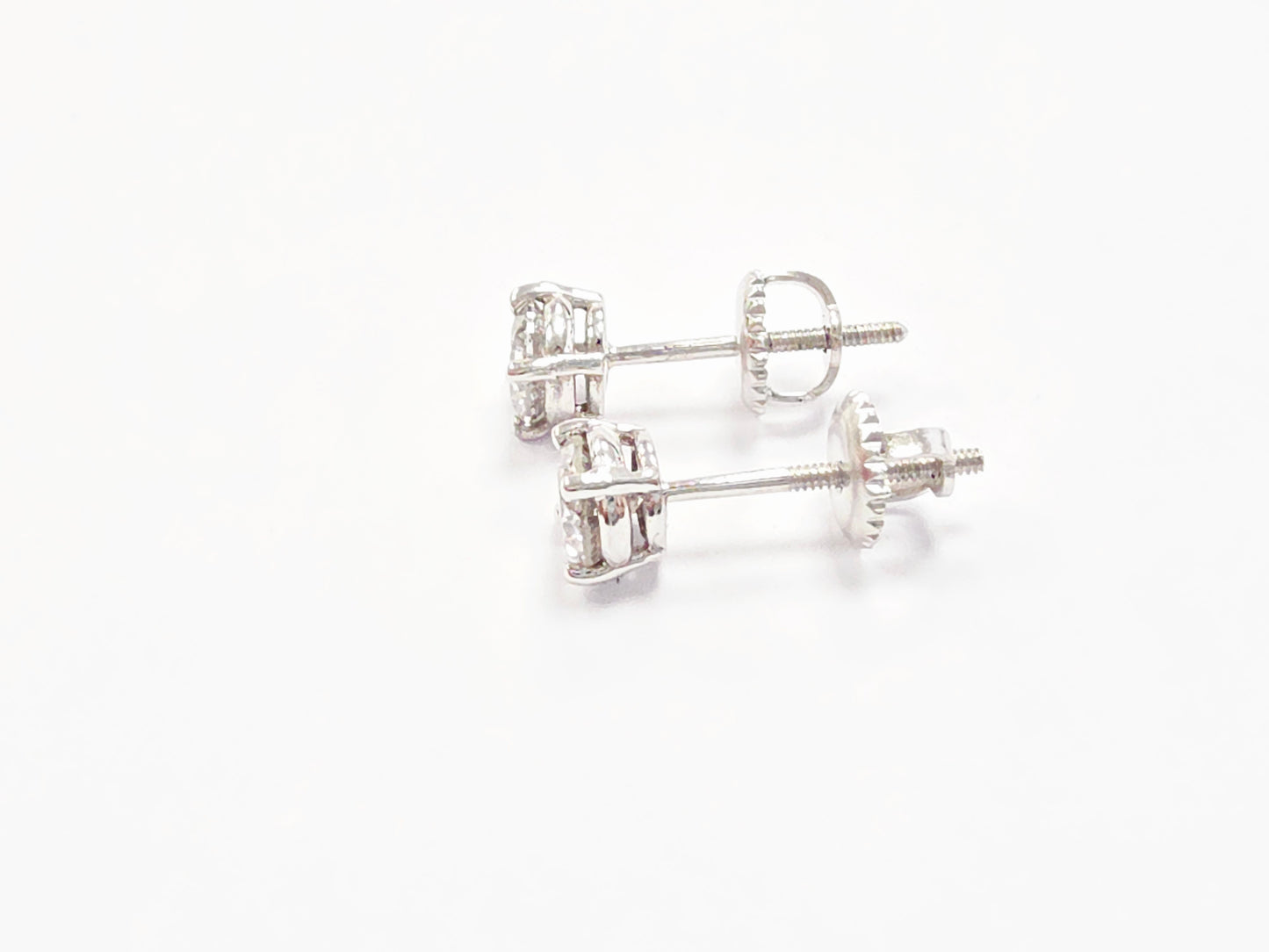 0.94 ct Round Diamond Stud Earrings in 14K White Gold
