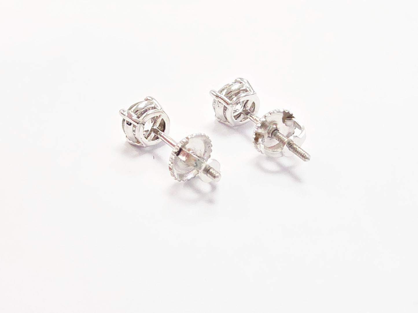 0.94 ct Round Diamond Stud Earrings in 14K White Gold