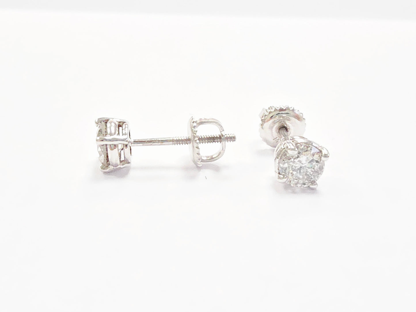 0.94 ct Round Diamond Stud Earrings in 14K White Gold