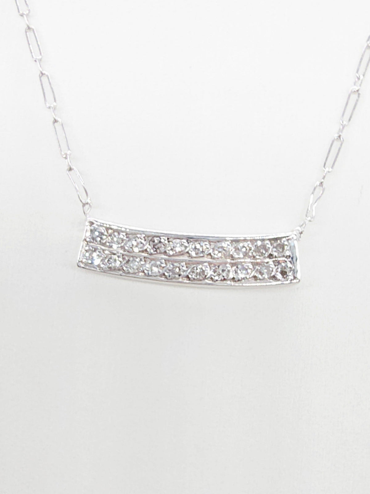 WEEK-LONG BLOWOUT SALE, 18K Natural 0.70 Cts Diamond Bar Necklace White Gold