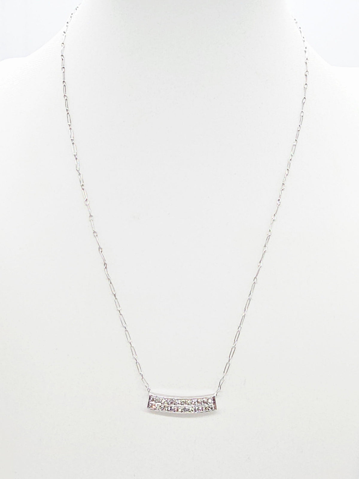 WEEK-LONG BLOWOUT SALE, 18K Natural 0.70 Cts Diamond Bar Necklace White Gold