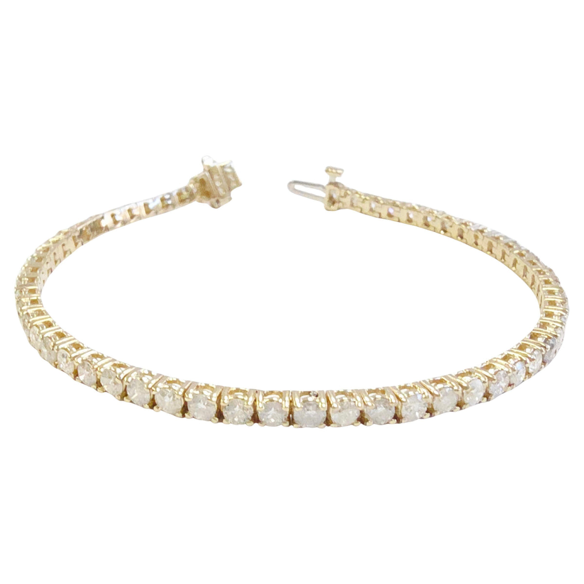 PRICED BELOW MARKET, 4.10 Cts Natural Diamond Tennis Bracelet 14K Yellow Gold