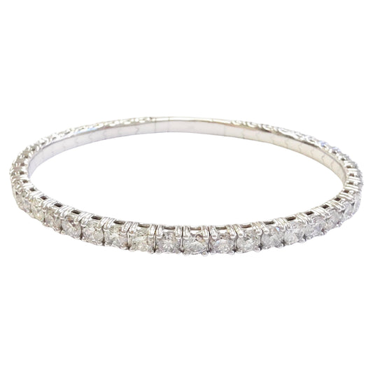 8.24 Carat Natural Diamond Flexible Bangle White Gold 14 Karat