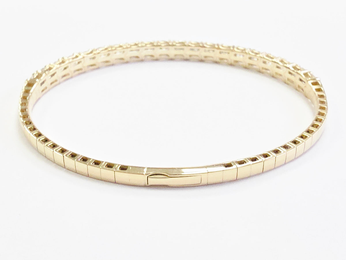 PRICED WHOLESALE, 5.01 Cts Natural Diamonds 14K Yellow Gold Flexible Bangle