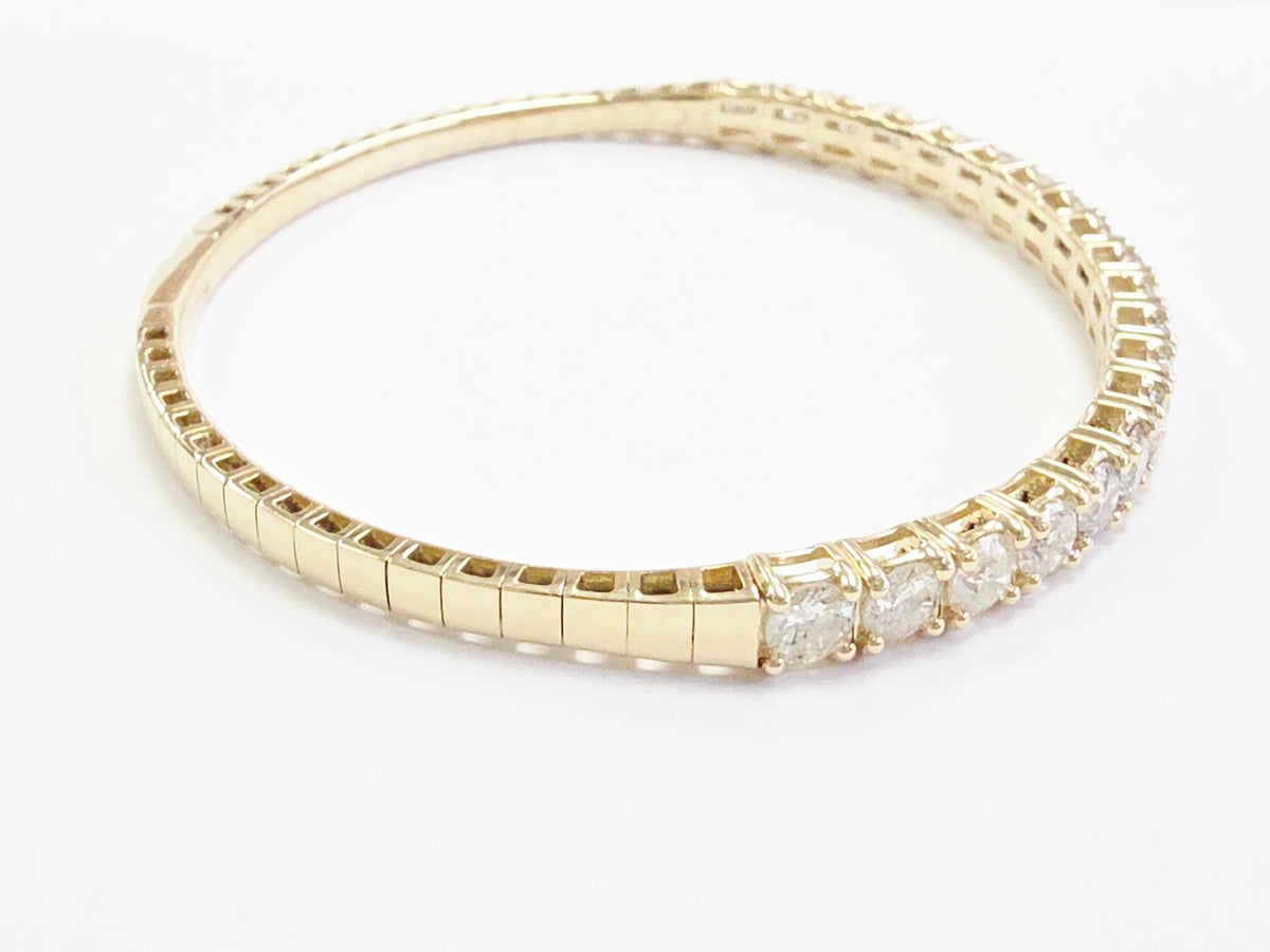 PRICED WHOLESALE, 5.01 Cts Natural Diamonds 14K Yellow Gold Flexible Bangle