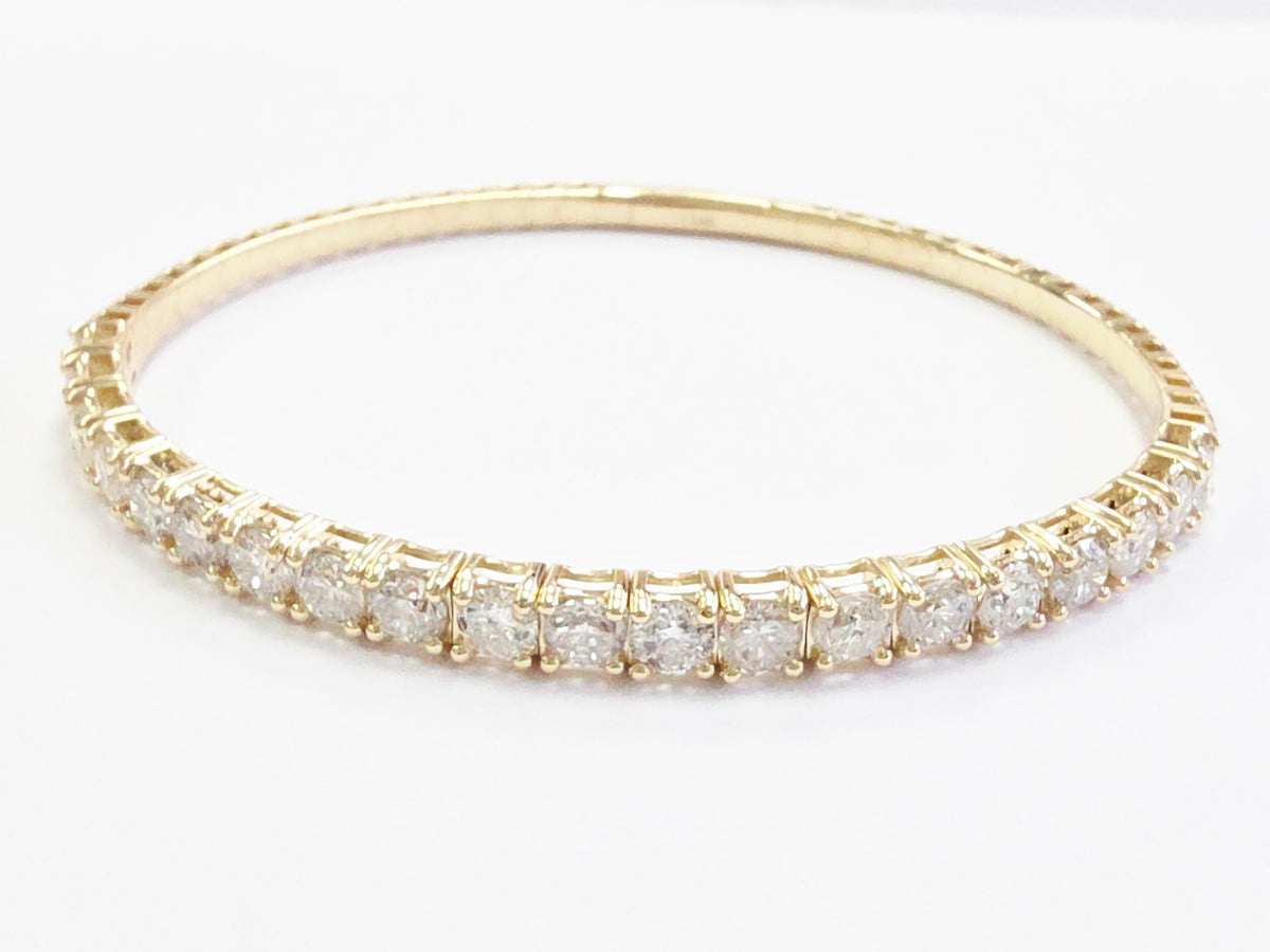 PRICED WHOLESALE, 5.01 Cts Natural Diamonds 14K Yellow Gold Flexible Bangle