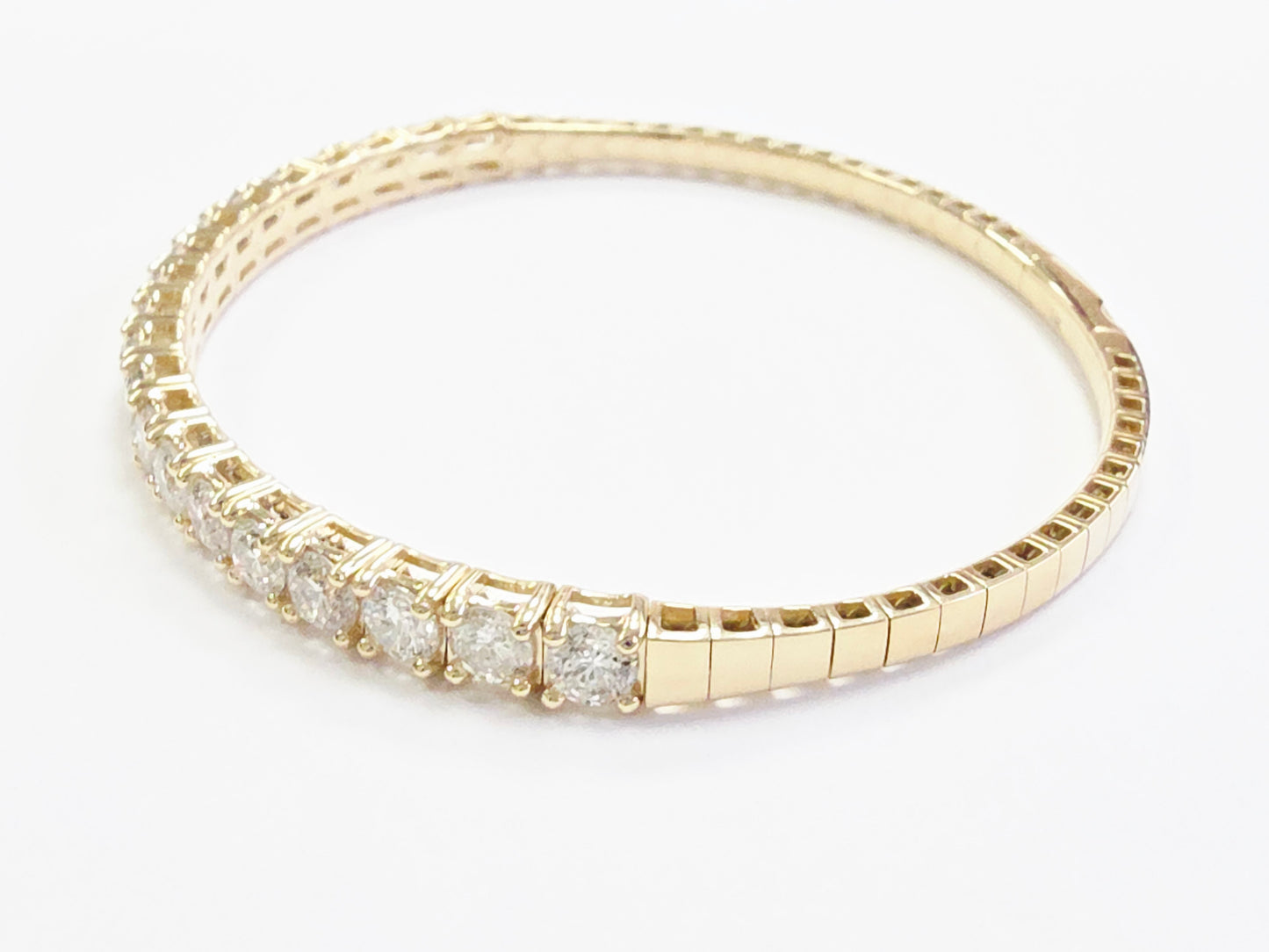 4.67 Ct Natural 14K Yellow Gold Flexible Diamond Bangle