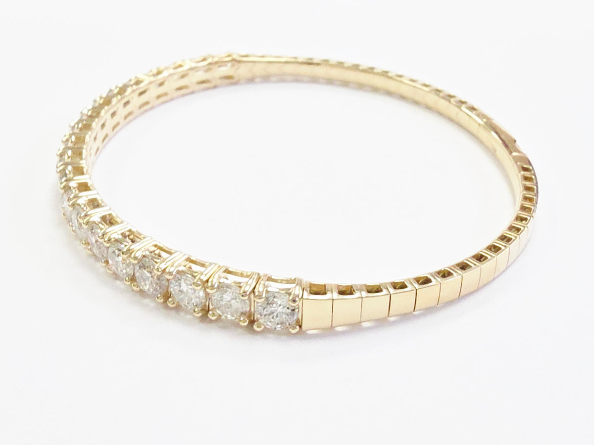 PRICED WHOLESALE, 5.01 Cts Natural Diamonds 14K Yellow Gold Flexible Bangle