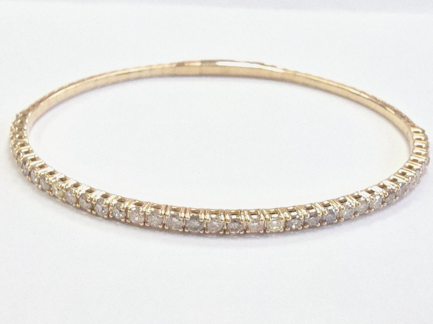 1.60 Ct Natural 14K Yellow Gold Flexible Diamond Bangle