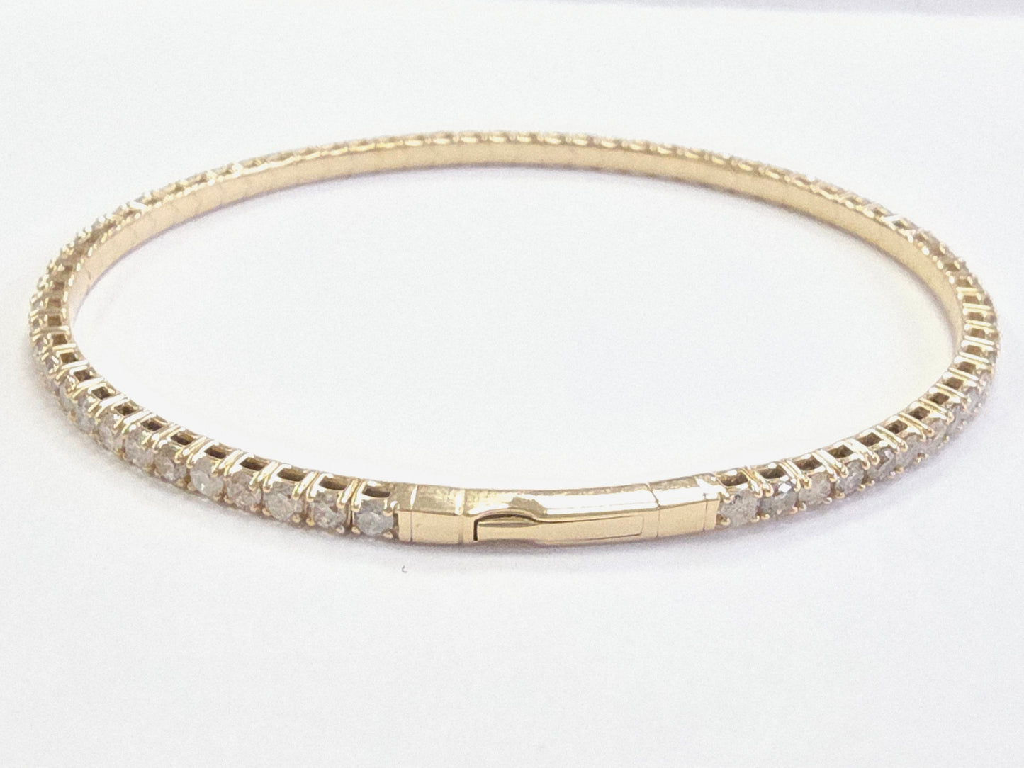 3.20 Ct Natural 14K Yellow Gold Flexible Diamond Bangle