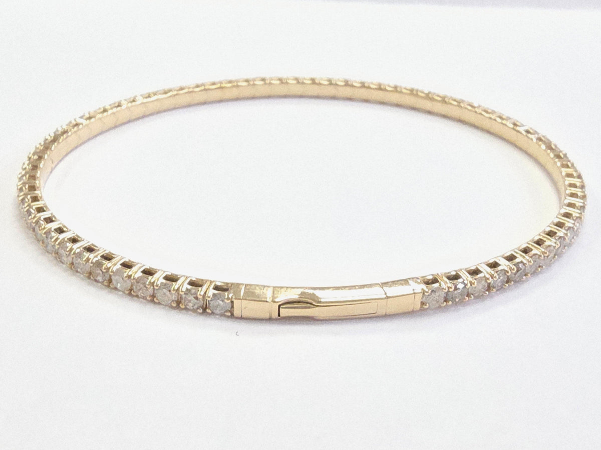 PRICE TO SELL-NO OFFER, 3.26 Ct Natural Diamonds 14K Yellow Gold Flexible Bangle