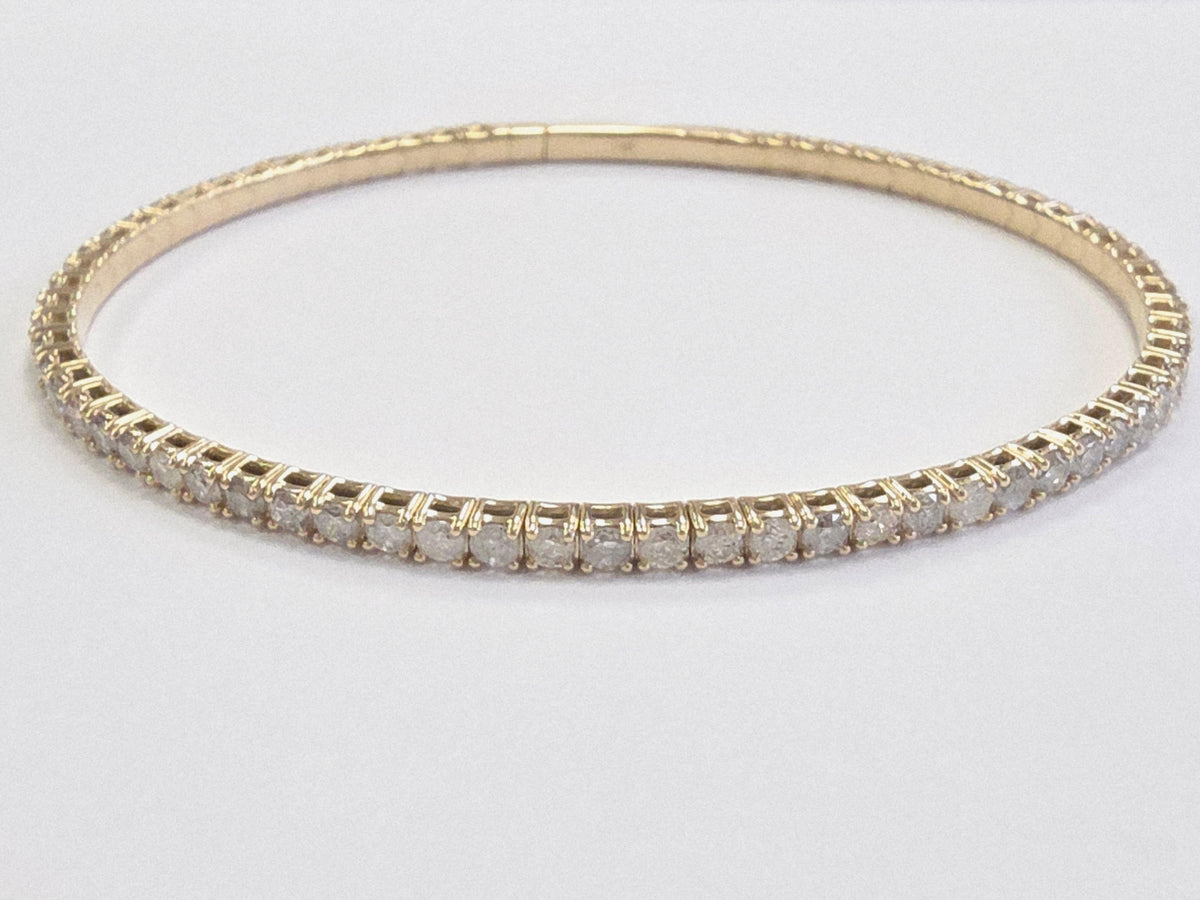 PRICE TO SELL-NO OFFER, 3.26 Ct Natural Diamonds 14K Yellow Gold Flexible Bangle