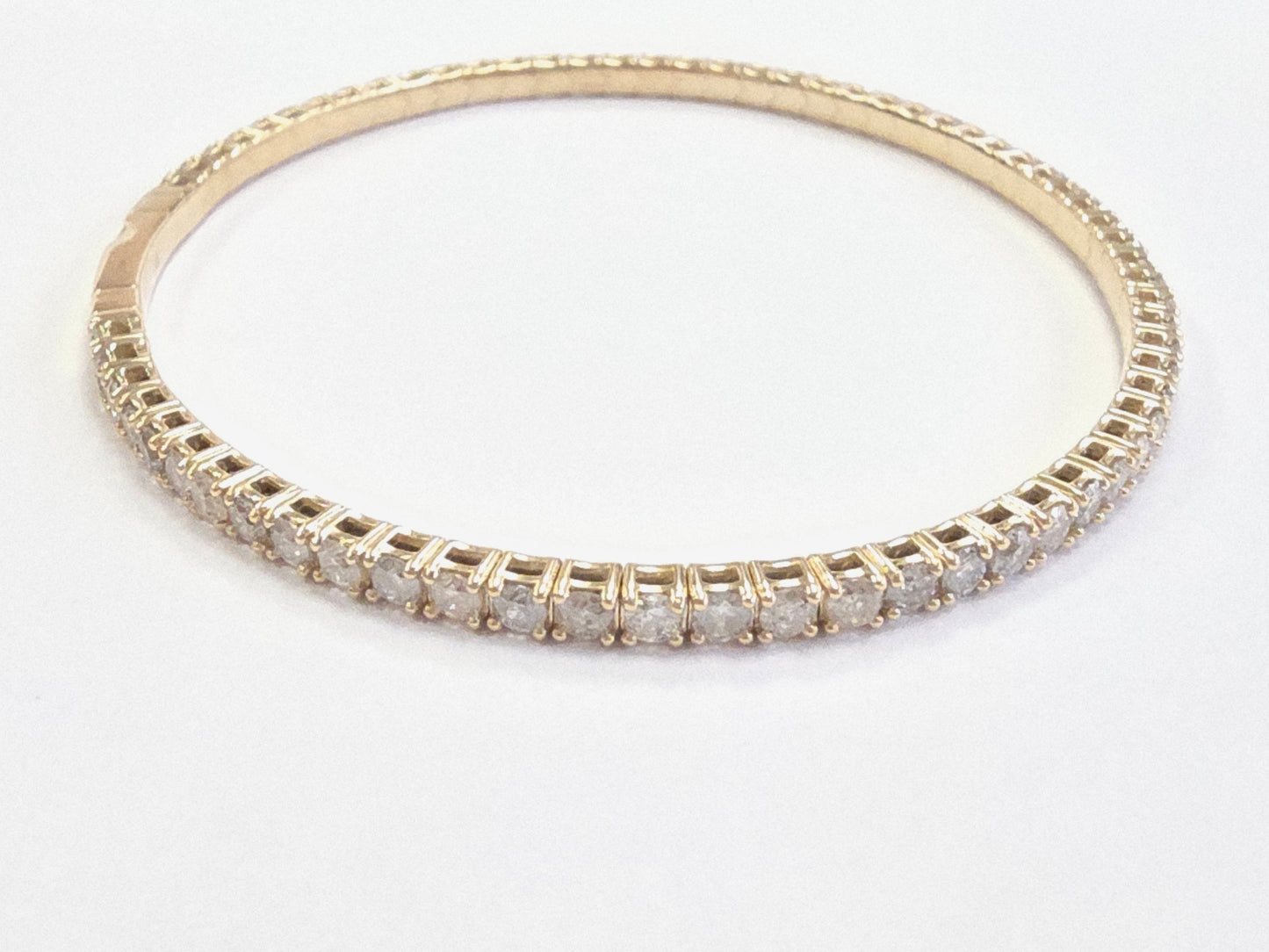 3.20 Ct Natural 14K Yellow Gold Flexible Diamond Bangle