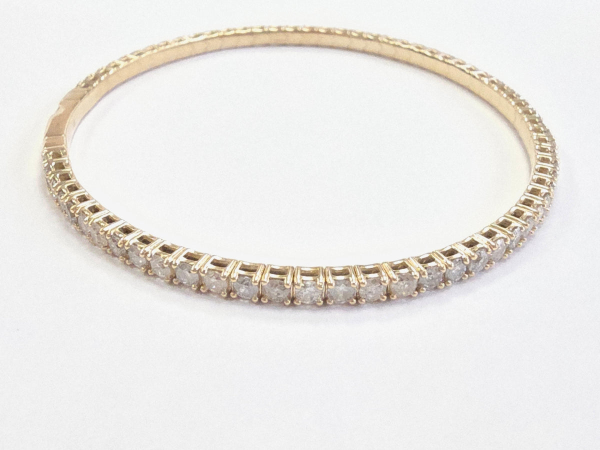 PRICE TO SELL-NO OFFER, 3.26 Ct Natural Diamonds 14K Yellow Gold Flexible Bangle