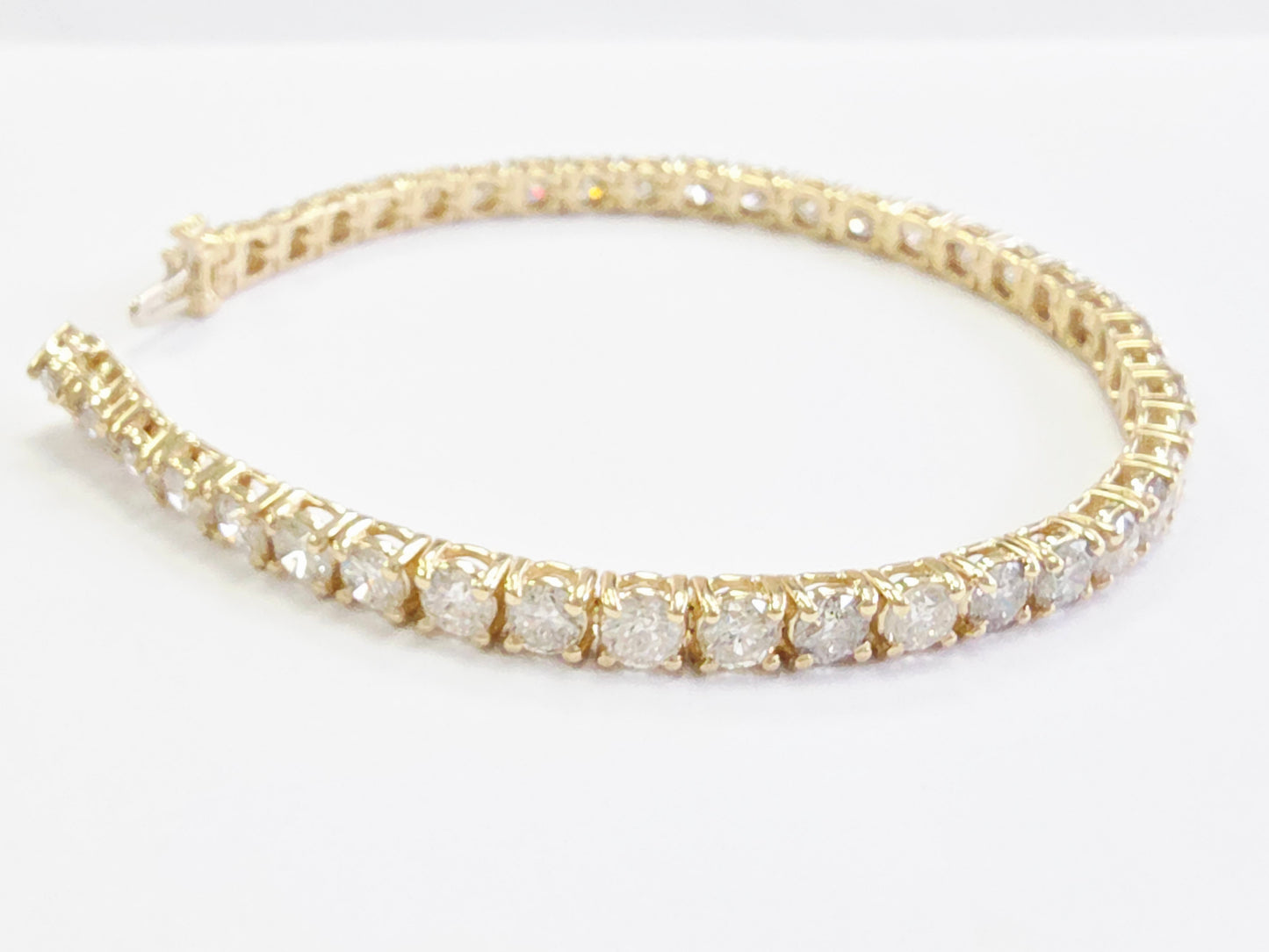 9.33 Carat Natural Diamond Tennis Bracelet 14K Yellow Gold