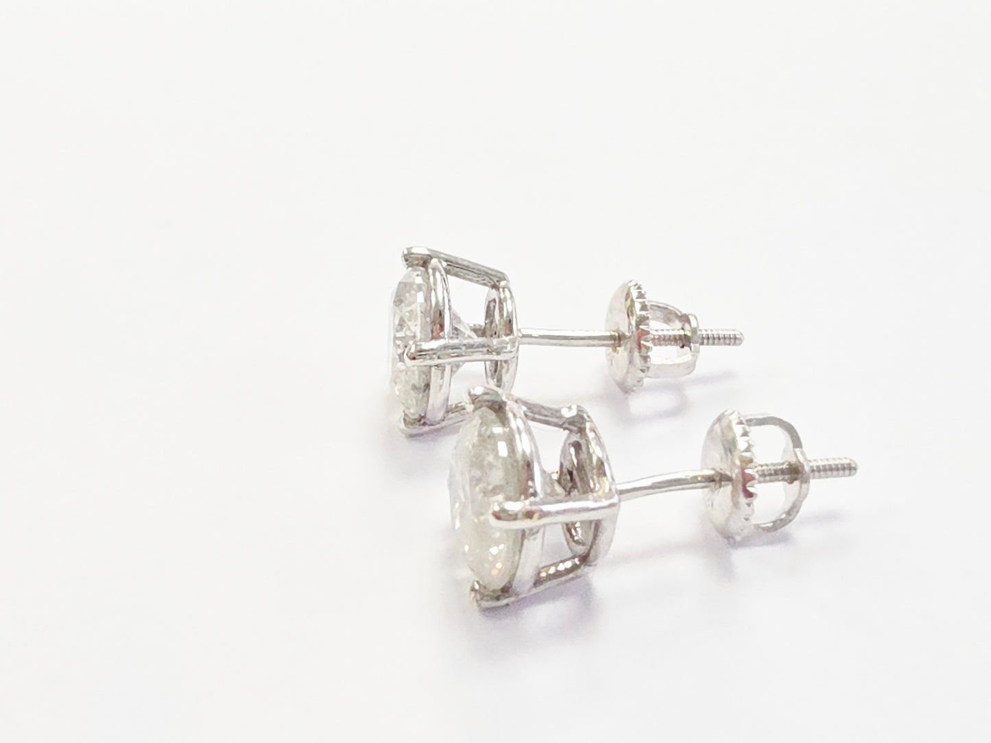 3.30 ct Round Diamond Stud Earrings in 14K White Gold