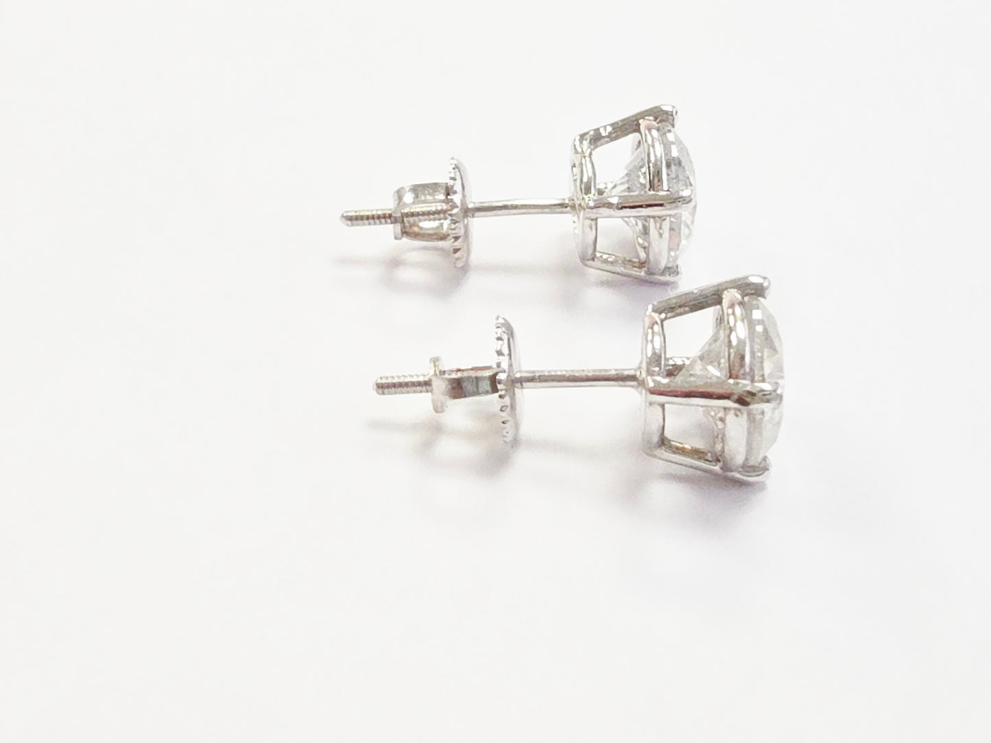 3.30 ct Round Diamond Stud Earrings in 14K White Gold