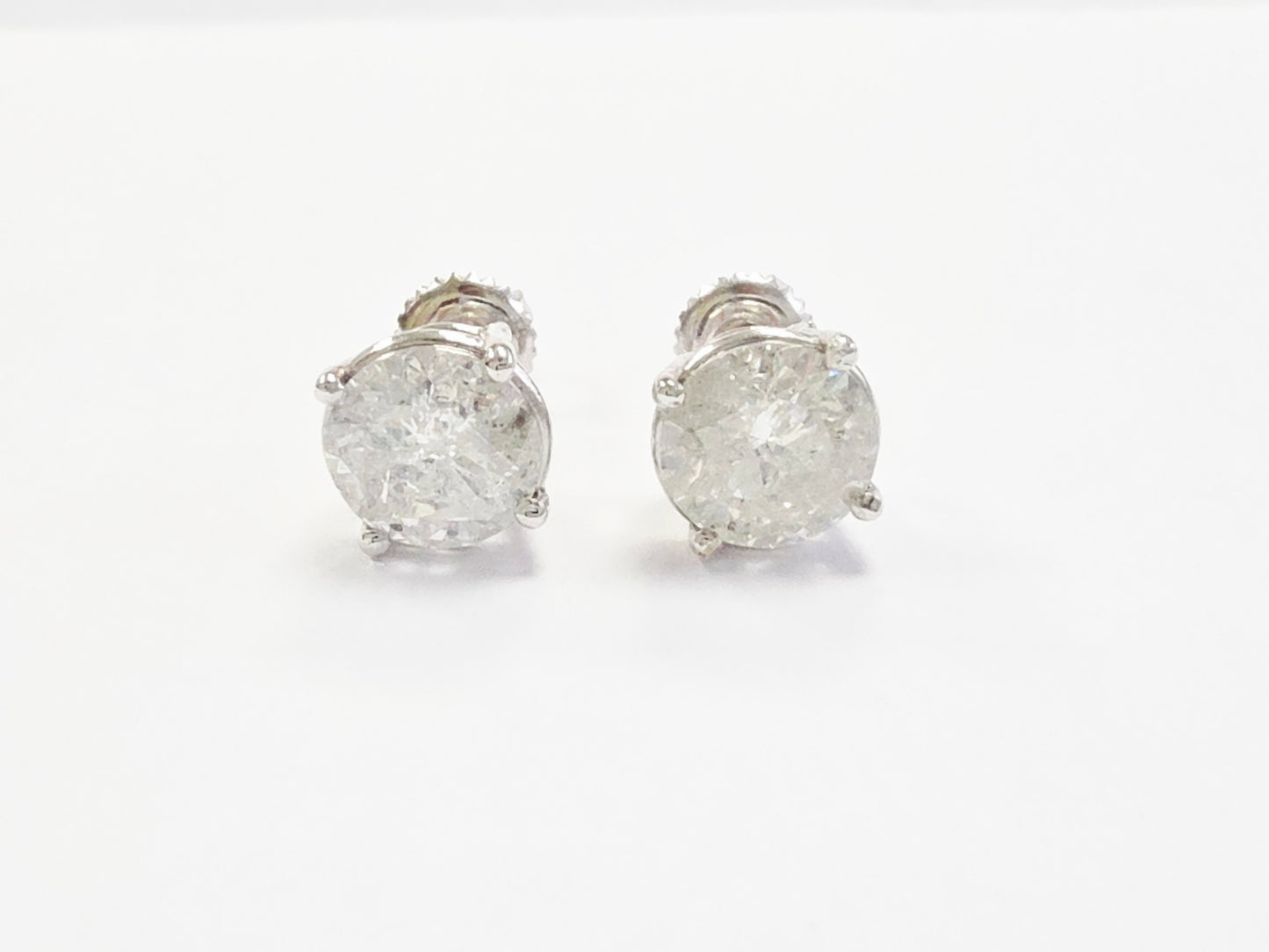 3.30 ct Round Diamond Stud Earrings in 14K White Gold