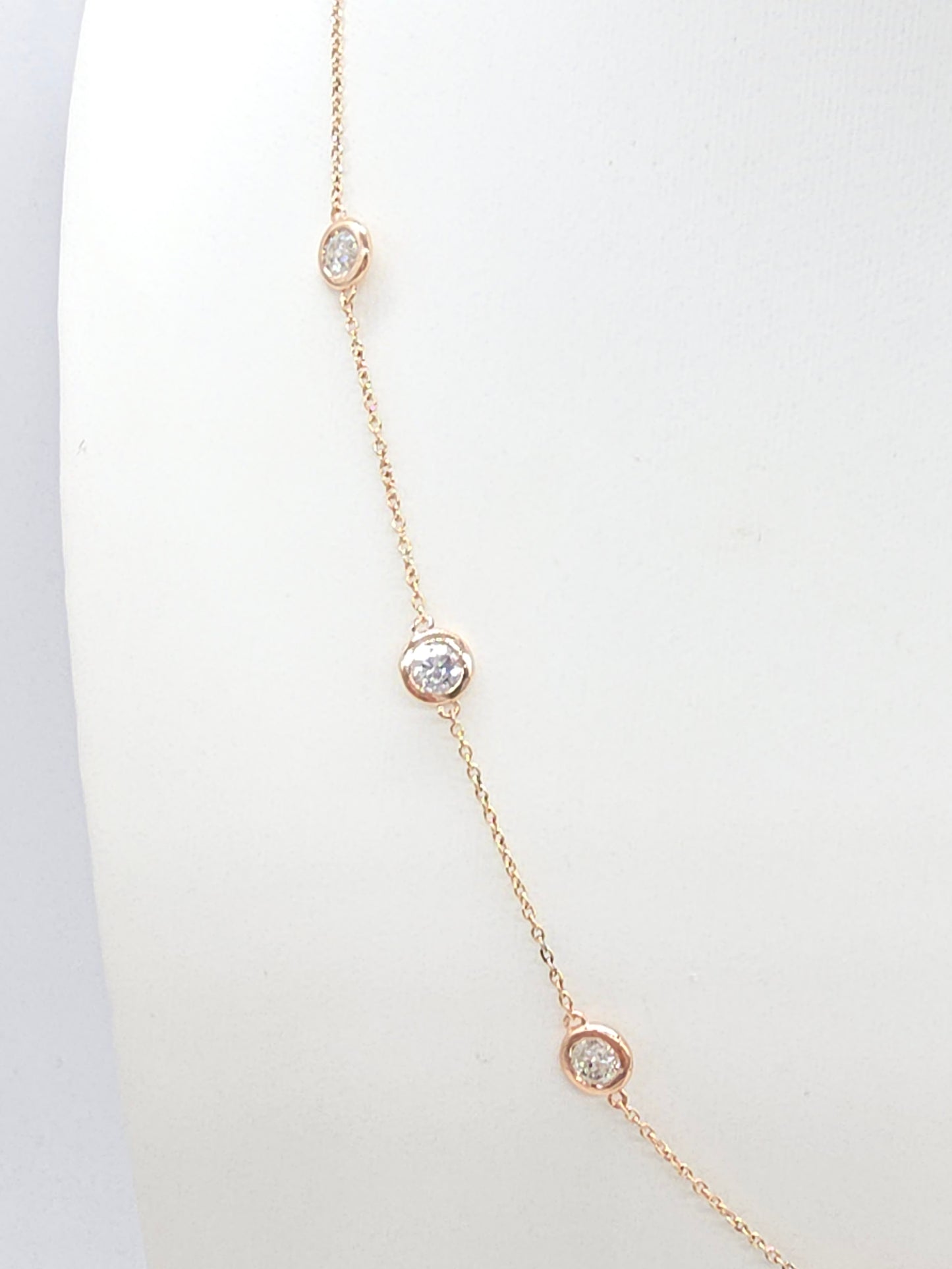 3.12 ct Natural Diamond by the Yard Necklace in 14K Rose Gold