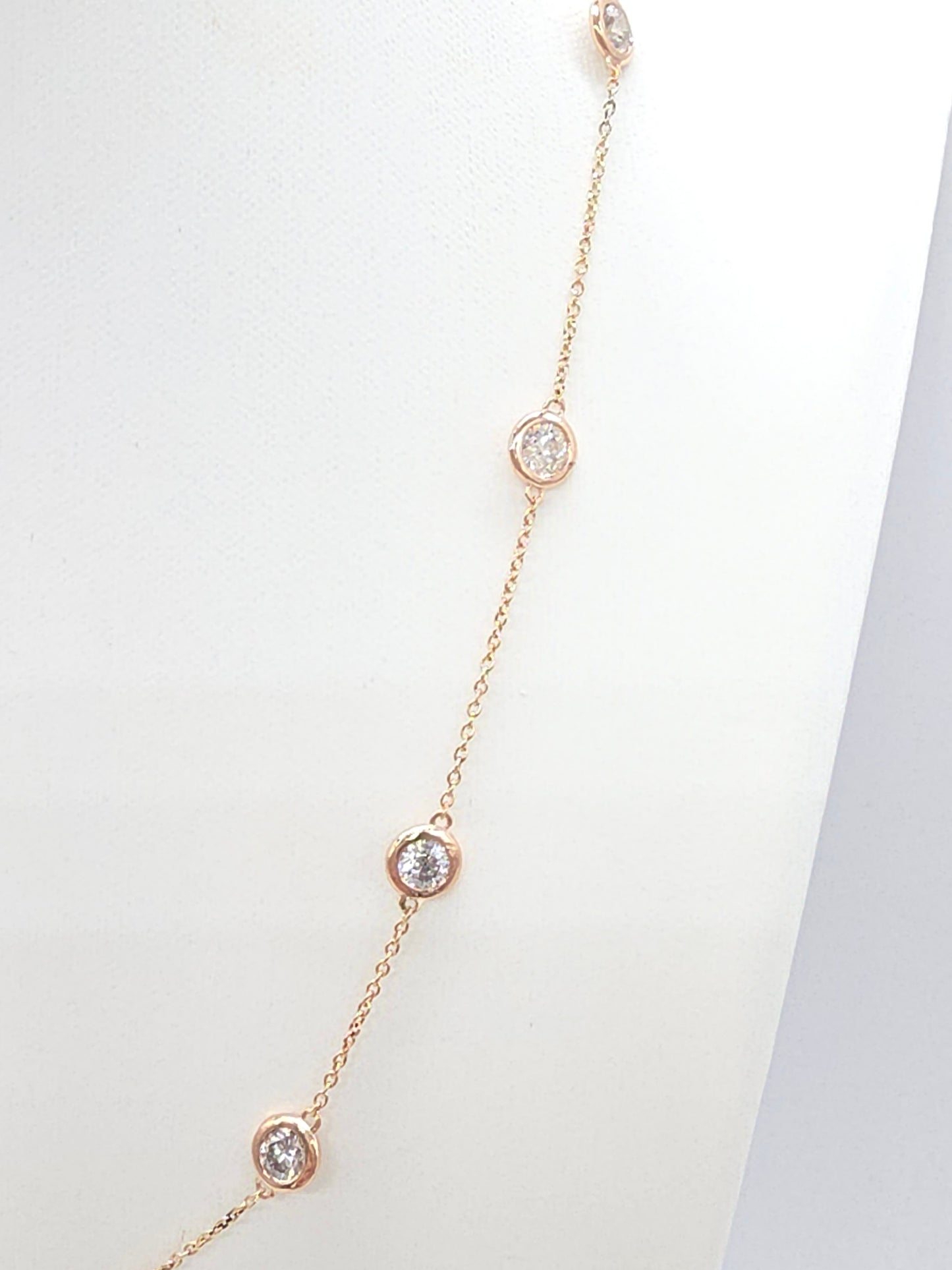 3.12 ct Natural Diamond by the Yard Necklace in 14K Rose Gold